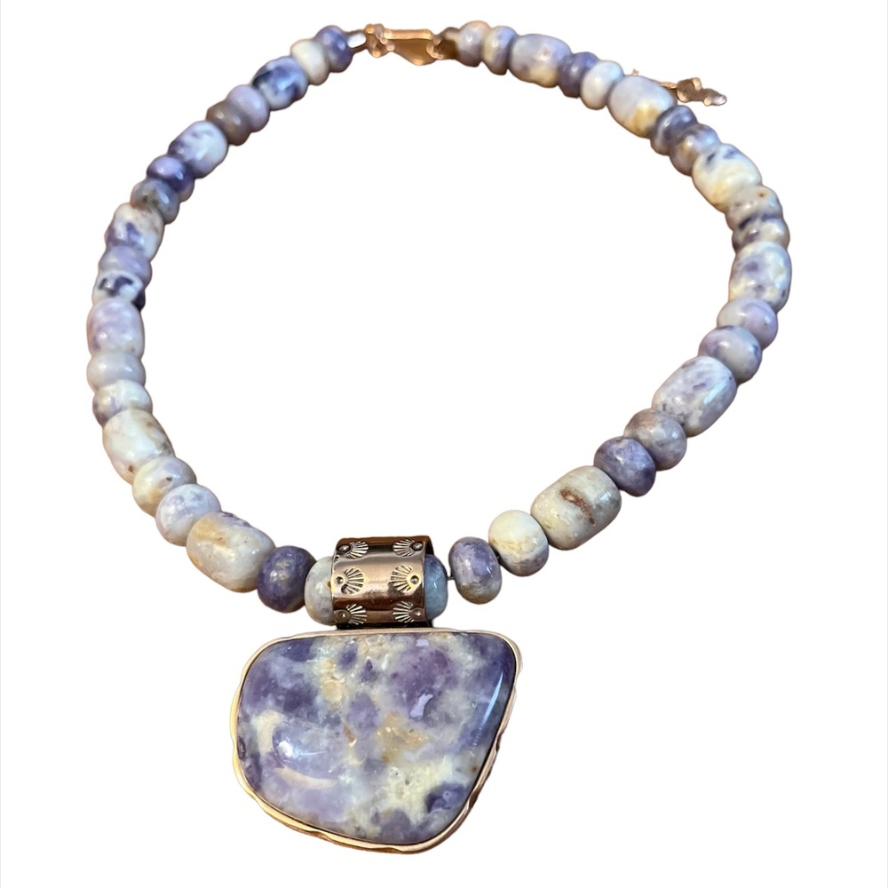 Gorgeous Genuine Tiffany Jasper and Copper Necklace - Picture 2 of 4